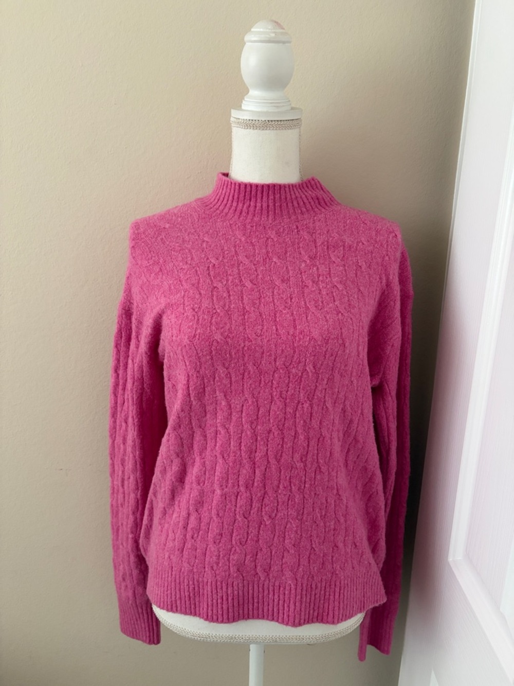 J. Crew Extra Soft Pink Cable Mock neck Sweater